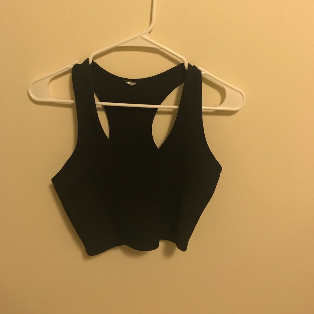 Black racer back crop top